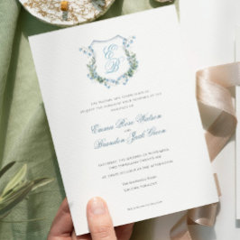 Elegant blommonogram kröningsformell bröllop inbjudningar