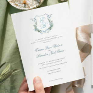 Elegant blommonogram kröningsformell bröllop inbjudningar