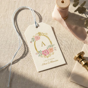 Elegant blommonogram Personlig gåva från  Presentetikett
