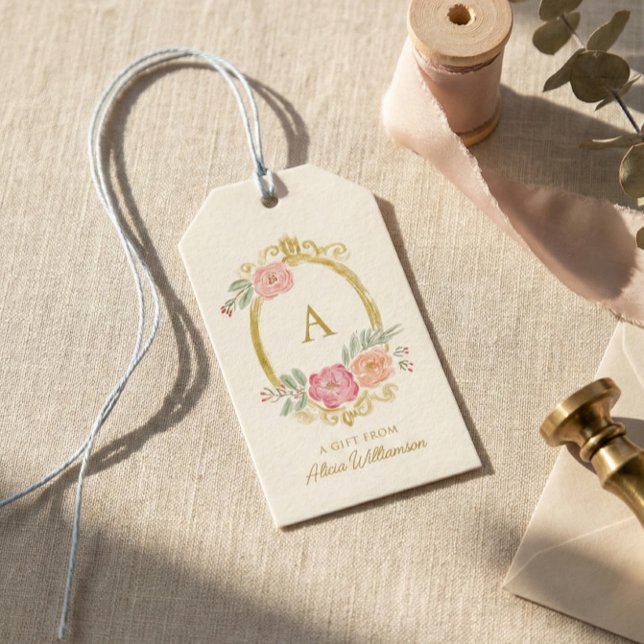 Elegant blommonogram Personlig gåva från  Presentetikett (Skapare uppladdad)