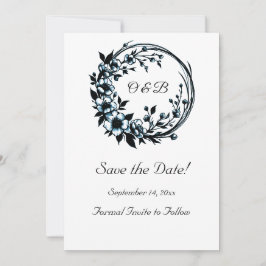 Elegant blommonogram Rädda datum-kort Spara Datumet