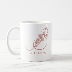 Elegant blommonogram Rosa bröllopskopp Kaffemugg