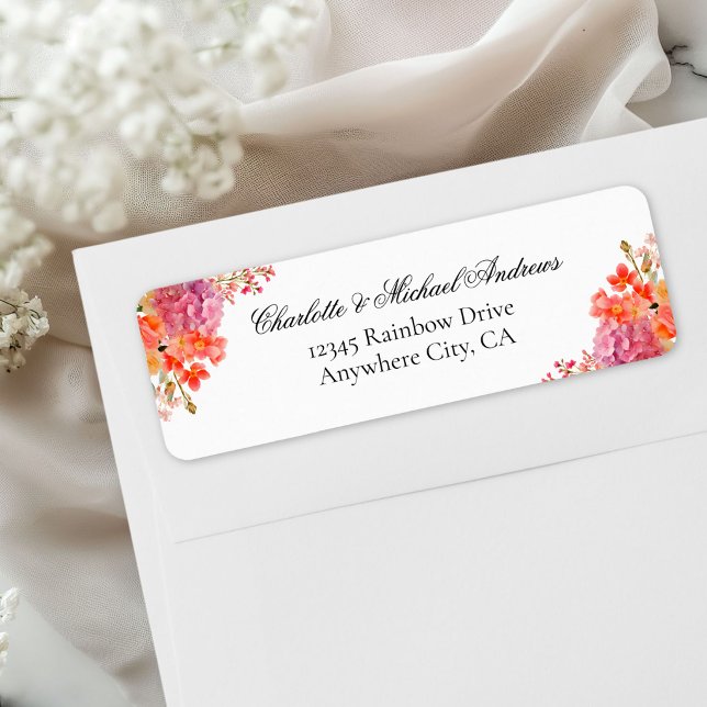  Elegant blommonogram skript bröllop  Returadress Etikett (Elegant Floral Monogram Script Wedding Label)