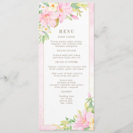 Elegant blommonogram vattenfärg rosa bröllop meny