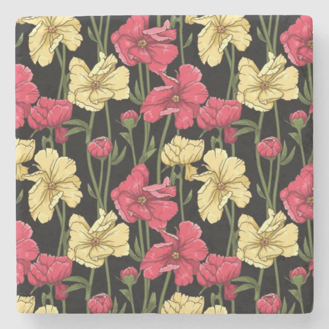 Elegant blommönster 2 stenunderlägg (Framsidan)