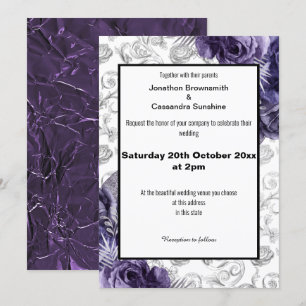 ELEGANT BLOMMÖNSTER FOIL METALLIC BRÖLLOP INBJUDNINGAR