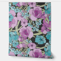 Elegant Blommönster Greenery Flowers Ro Rosa