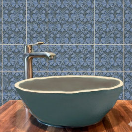 Elegant Blommönster i Blått Akvarell Kakelplatta