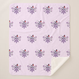 Elegant blommönster lila violett grått-röd