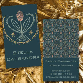 Elegant Blommönster Lucile Tiles Deep Grönt Visitkort