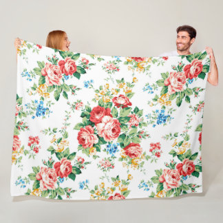 Elegant Blommönster med Ro Design Inslag Fleecefilt