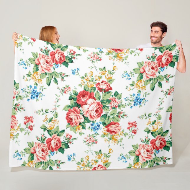 Elegant Blommönster med Ro Design Inslag Fleecefilt (På plats)