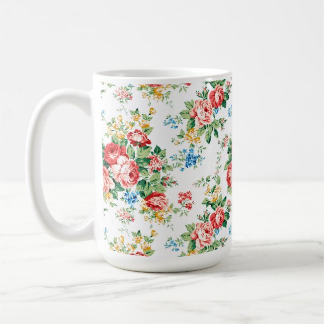 Elegant Blommönster med Ro Design Inslag Kaffemugg (Vänster)