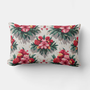 Elegant Blommönster med Röda och Rosa Flowers Lumbarkudde
