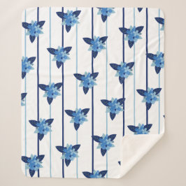 Elegant blommönster monokromatisk blått rand