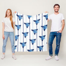 Elegant blommönster monokromatisk blått rand