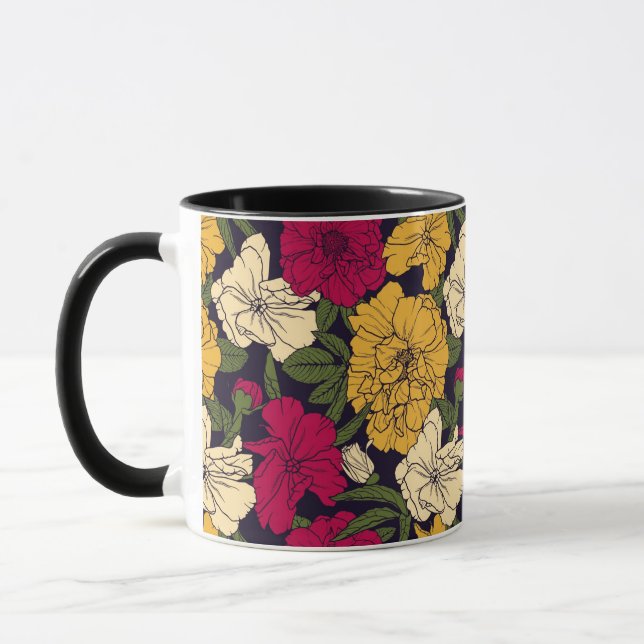 Elegant blommönster mugg (Vänster)