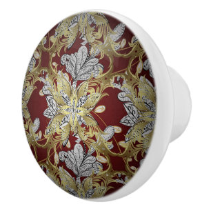 Elegant Blommönster Neutralt Färg Guld Inslag Knopp