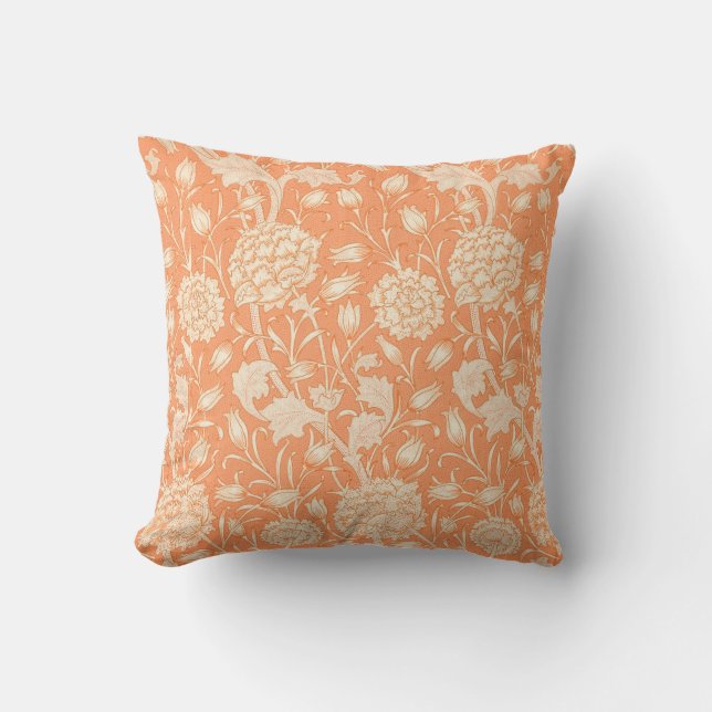 Elegant Blommönster Orange Cream Dekorativ kudde (Framsida)