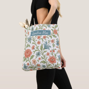 Elegant Blommönster Personlig Shopping Tygkasse
