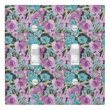 Elegant Blommönster Rosa Lila Black Backgroun