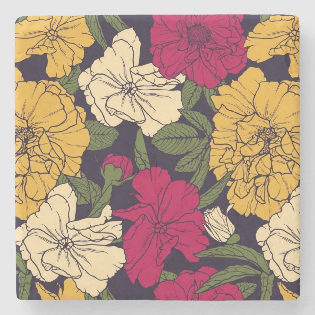 Elegant blommönster stenunderlägg (Framsidan)