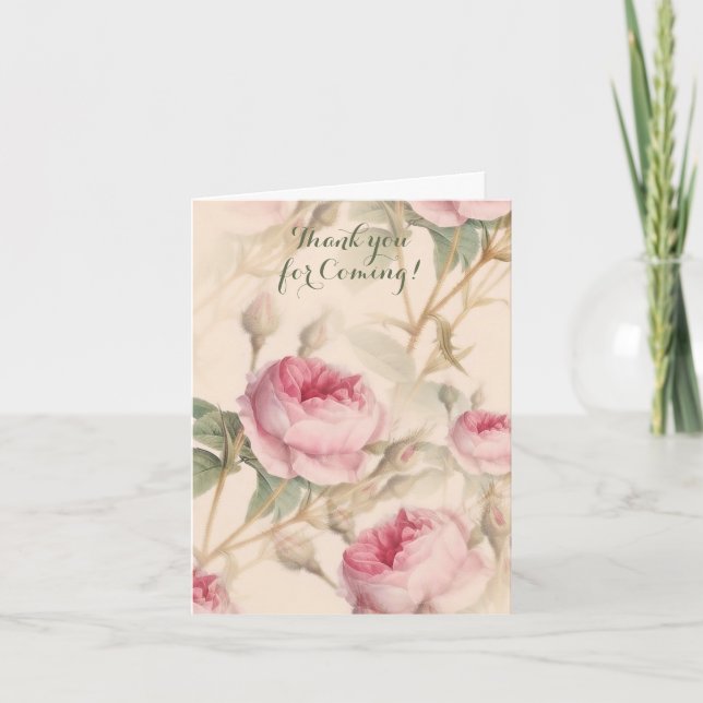 Elegant Blommönster Tack För Att Du Kom Kort (Framsida)
