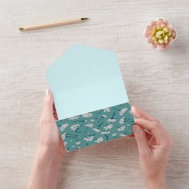 Elegant Blommönster - Teal & White Botanical