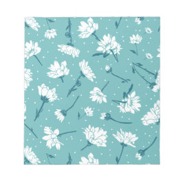 Elegant Blommönster - Teal & White Botanical Anteckningsblock