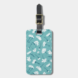 Elegant Blommönster - Teal & White Botanical Bagagebricka