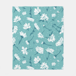 Elegant Blommönster - Teal & White Botanical Fleecefilt
