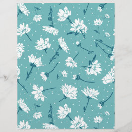 Elegant Blommönster - Teal & White Botanical Reklamblad
