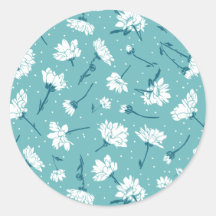 Elegant Blommönster - Teal & White Botanical