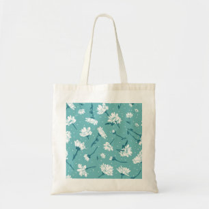 Elegant Blommönster - Teal & White Botanical Tygkasse