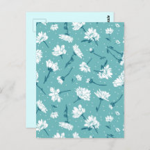 Elegant Blommönster - Teal & White Botanical