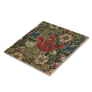 Elegant Blommönster Vintage John Henry Dearle Kakelplatta