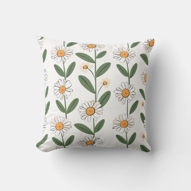 Elegant blommönstrad dekorativ kudde (Framsida)