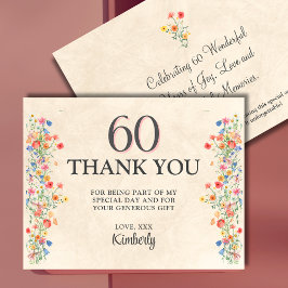 Elegant Blommor 60 år Party Blommigt 60 födelsedag Tack Kort