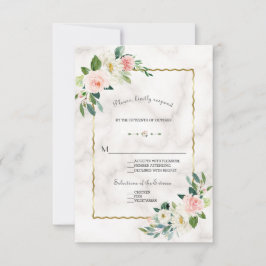 Elegant  blommor Guld Marble Bröllop OSA Kort