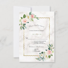 Elegant blommor Guld Marble Bröllop OSA Kort