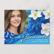 Elegant Blommor i Blått | Modern Fotograduation