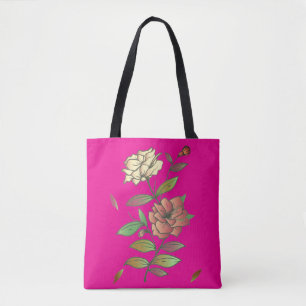 Elegant blommor och löv. tygkasse