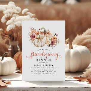 Elegant Blommor & Pumpafirande Vännernas Thanksgiv Inbjudningar
