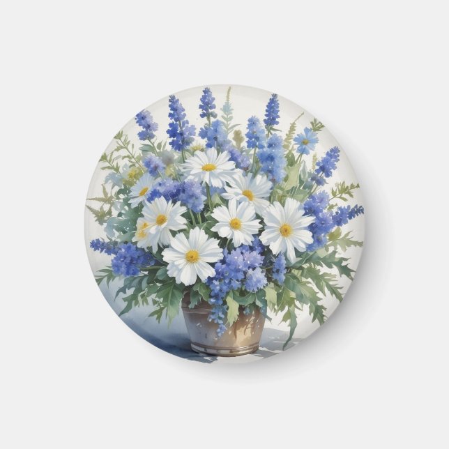 Elegant blommsterbukett i akvarell magnet (Framsidan)