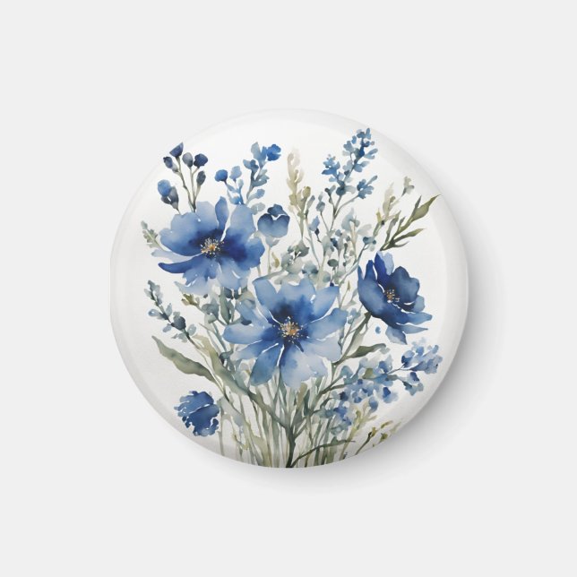 Elegant blommuster i akvarell magnet (Framsidan)