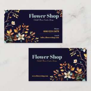 Elegant blomning, blomsterbutik, blomsterhandlare visitkort