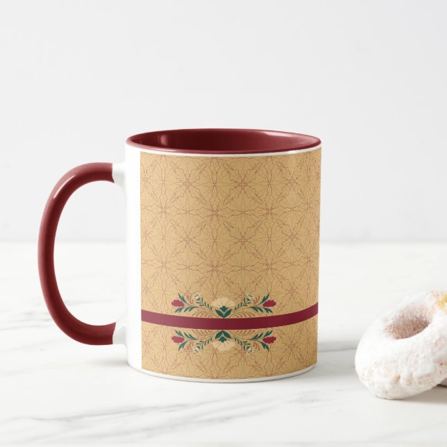 Elegant Blomornament Mugg (Med munk)