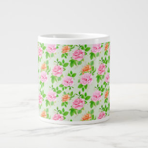 Elegant blomrosor Gröna blad Mönster-23675 Jumbo Mugg