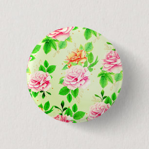 Elegant blomrosor Gröna blad Mönster-23675 Knapp