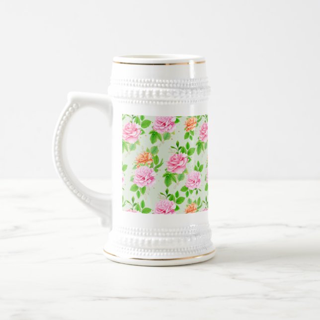 Elegant blomrosor Gröna blad Mönster-23675 Sejdel (Vänster)